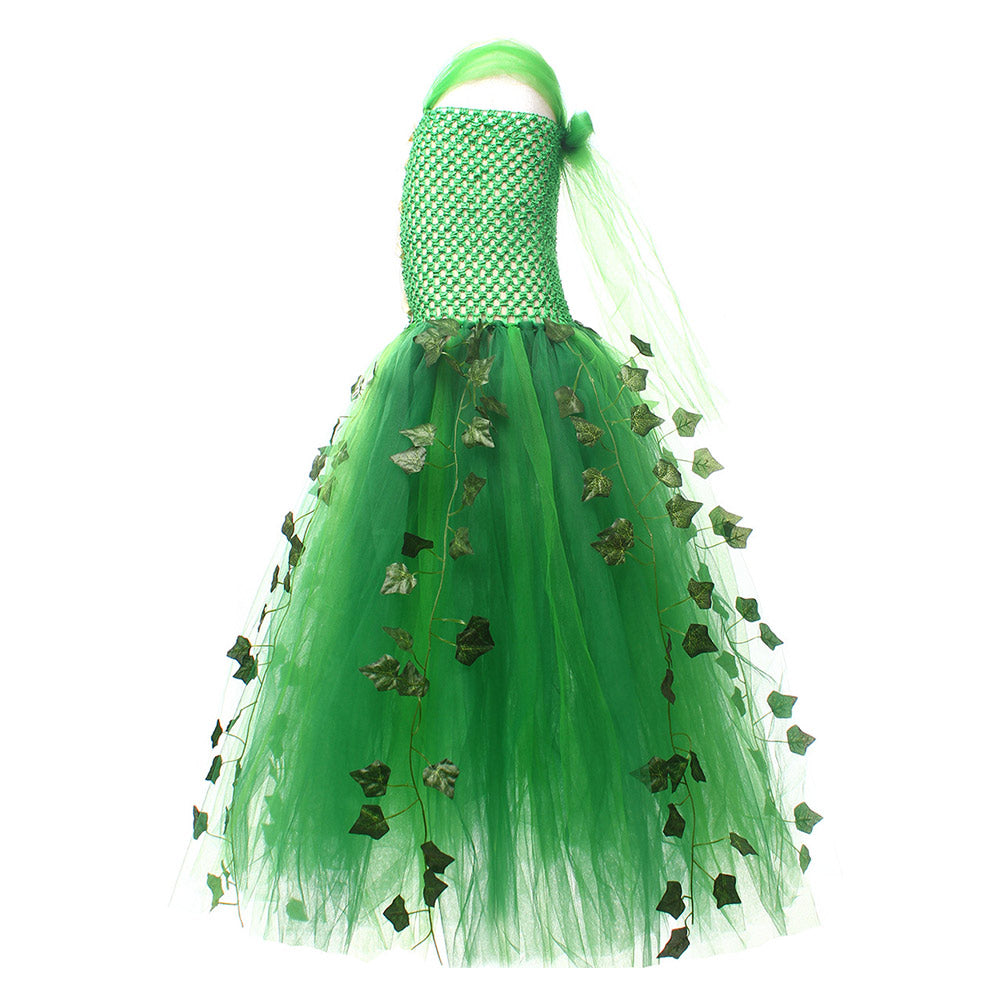 Kinder Mädchen Grün Kleid Poison Ivy Cosplay-Kostüm für Halloween, Karneval und Partys