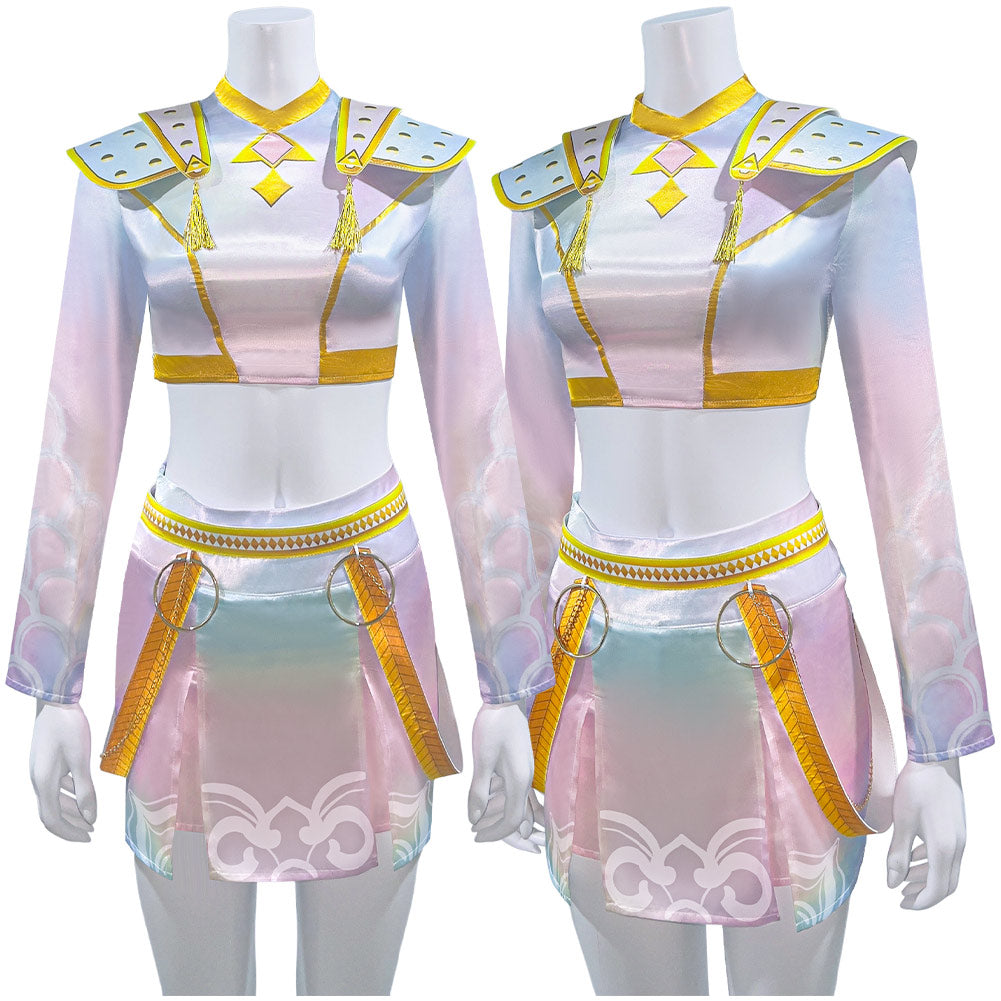 Kinder Mädchen Huntrix zoey cos Kpop Demon Hunters Cosplay Kostüm Halloween Karneval Party Anzug