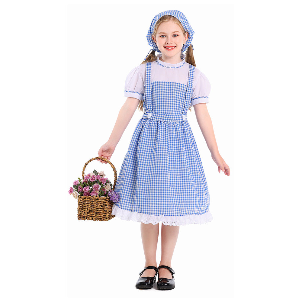 Kinder Mädchen Kleid Cosplay Kostüm Halloween Karneval Party Kostüm Pilgerin Hirtenmädchen Kleid