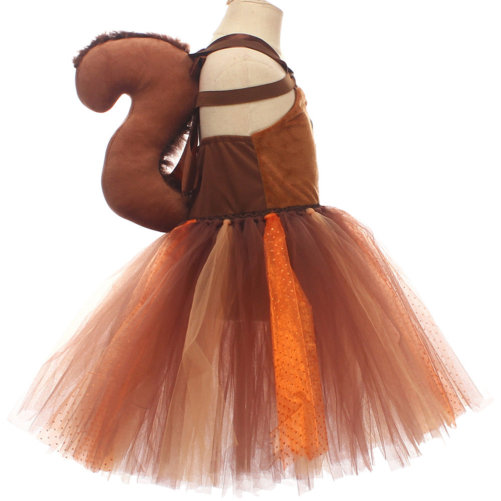 Kinder Mädchen Kleid Eichhörnchen Cosplay Kostüm Halloween Karneval Party Anzug