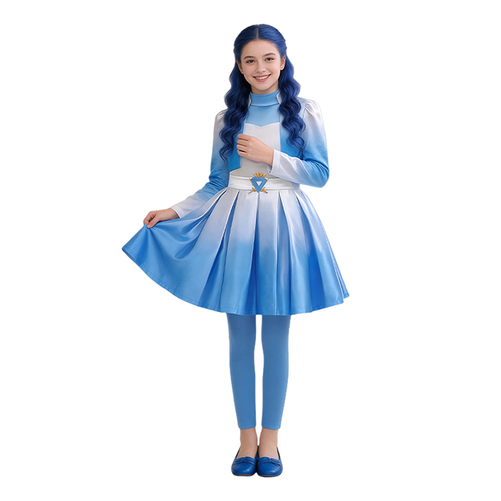 Kinder Mädchen Kleid Evie Descendants Cosplay-Kostüm für Halloween, Karneval und Partys
