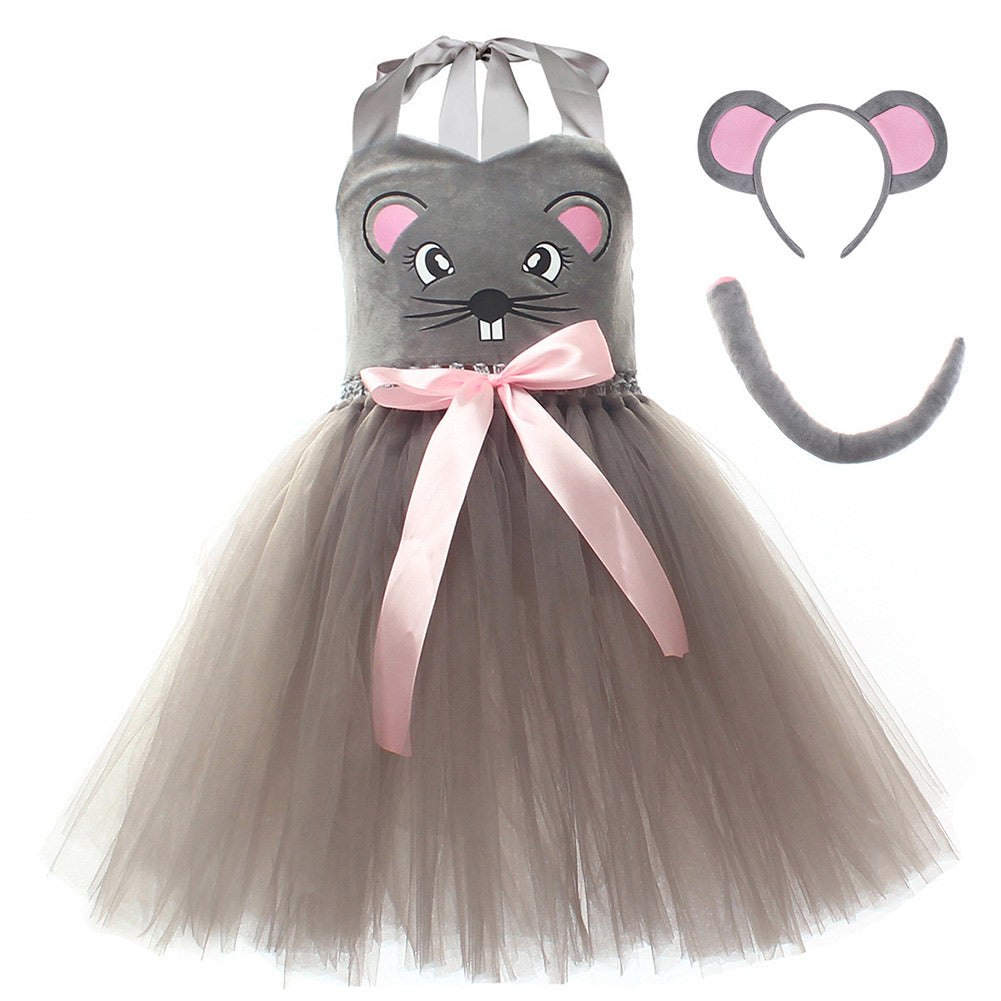Kinder Mädchen Kleid Kostüm für Halloween, Karneval oder Party – Cartoon-Tier-Cosplay