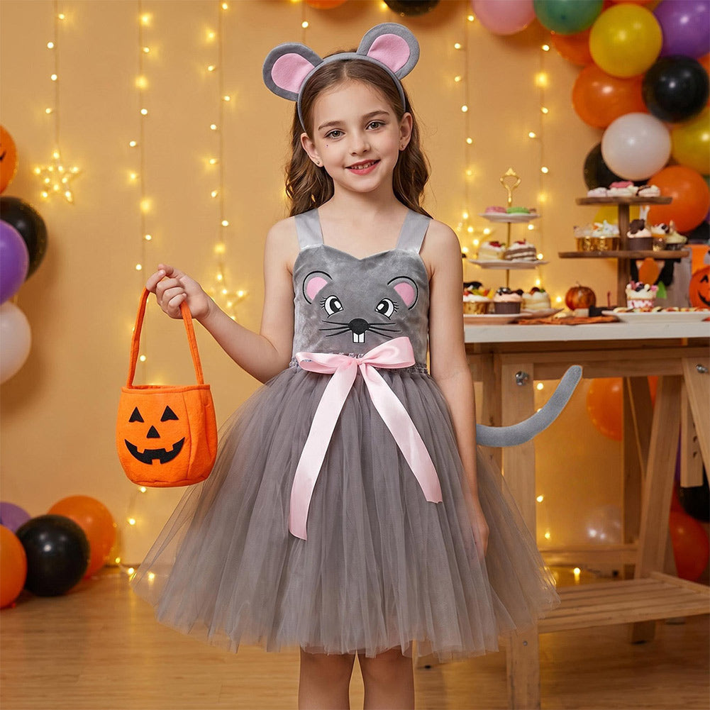 Kinder Mädchen Kleid Kostüm für Halloween, Karneval oder Party – Cartoon-Tier-Cosplay