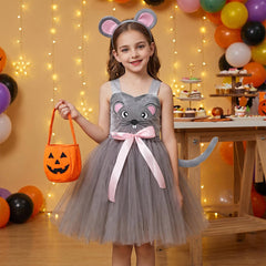 Kinder Mädchen Kleid Kostüm für Halloween, Karneval oder Party – Cartoon-Tier-Cosplay