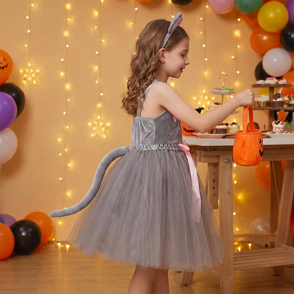 Kinder Mädchen Kleid Kostüm für Halloween, Karneval oder Party – Cartoon-Tier-Cosplay