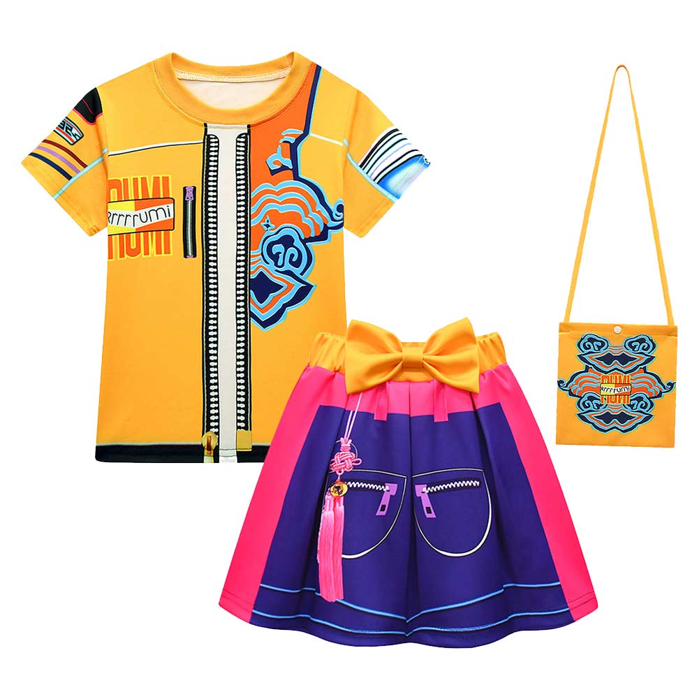 Kinder Mädchen Kleid Kpop Demon Hunters Huntrix Rumi Cosplay Kostüm Halloween Karneval Party Anzug