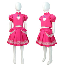 Kinder Mädchen Kleid Super Mario Prinzessin Peach Cosplay-Kostüm Halloween Karneval und Partys