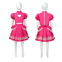 Kinder Mädchen Kleid Super Mario Prinzessin Peach Cosplay-Kostüm Halloween Karneval und Partys