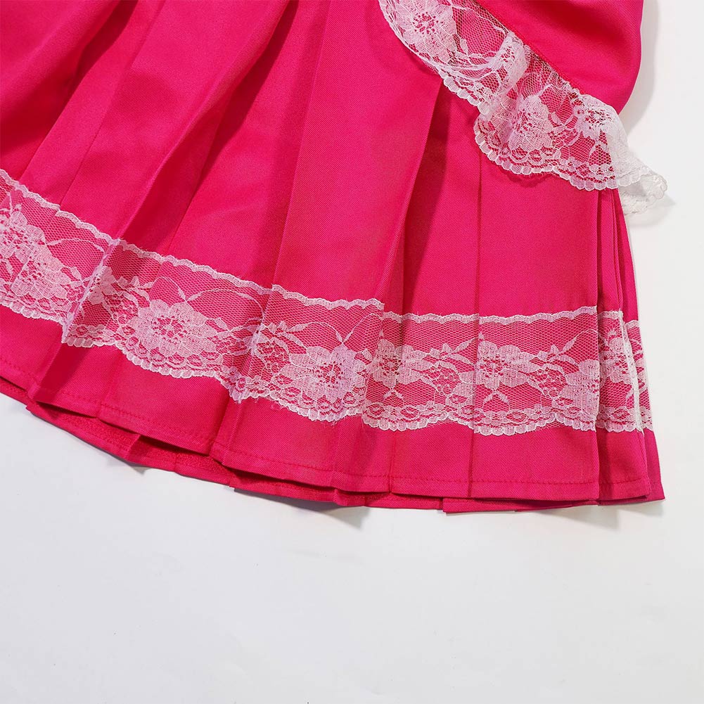 Kinder Mädchen Kleid Super Mario Prinzessin Peach Cosplay-Kostüm Halloween Karneval und Partys