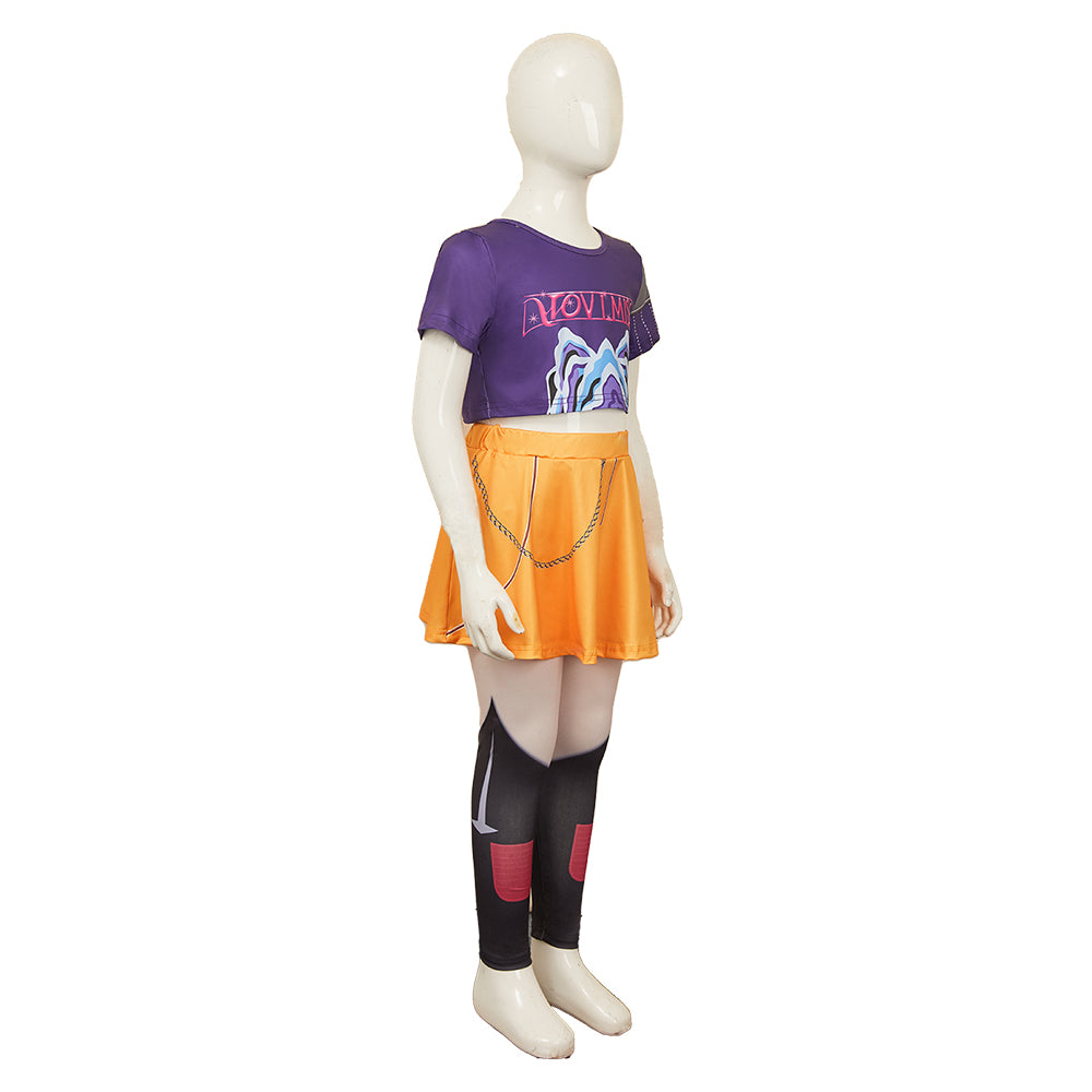 Kinder Mädchen Kpop Demon Hunters Mila Kleid Cosplay Kostüm Halloween Karneval Party Anzug