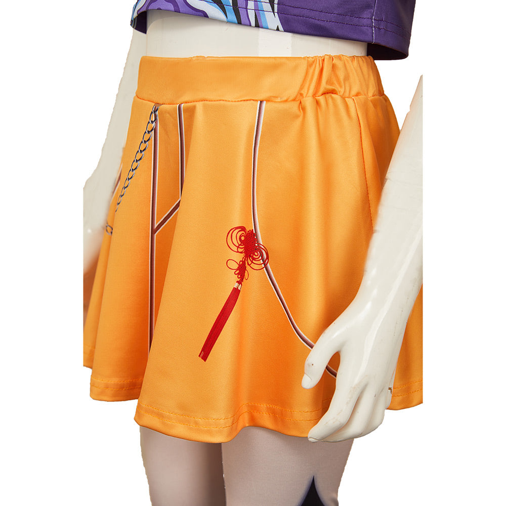 Kinder Mädchen Kpop Demon Hunters Mila Kleid Cosplay Kostüm Halloween Karneval Party Anzug