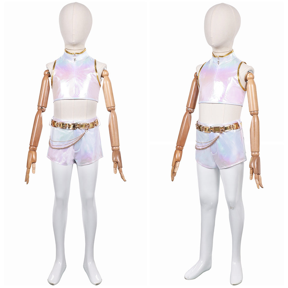 Kinder Mädchen Kpop Demon Hunters Rumi Cosplay Kostüm Halloween Karneval Party Overall Huntrix