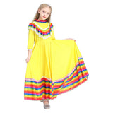 Kinder Mädchen Mexikanisches Kleid Geburtstag Party Halloween Kostüm Mexiko Großer Kreis Langer Zigeuner Flamenco Tanz Rock