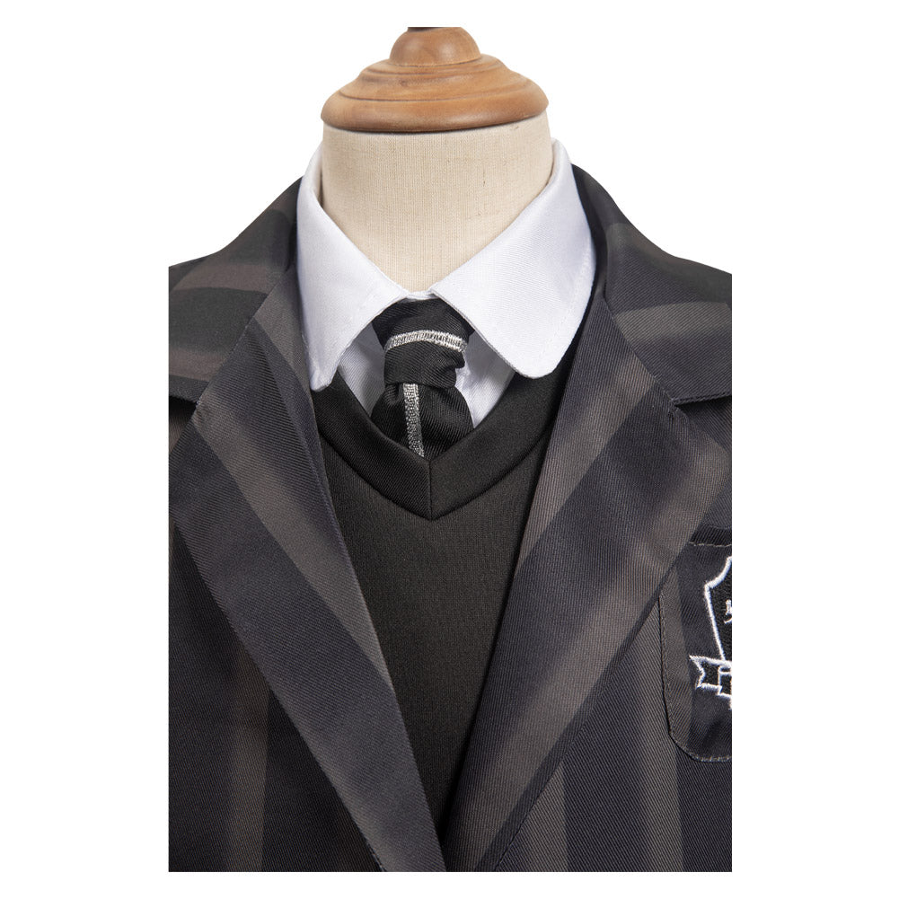 Kinder Mädchen Mittwoch Schuluniform Kostüm Addams Halloween Cosplay Outfit