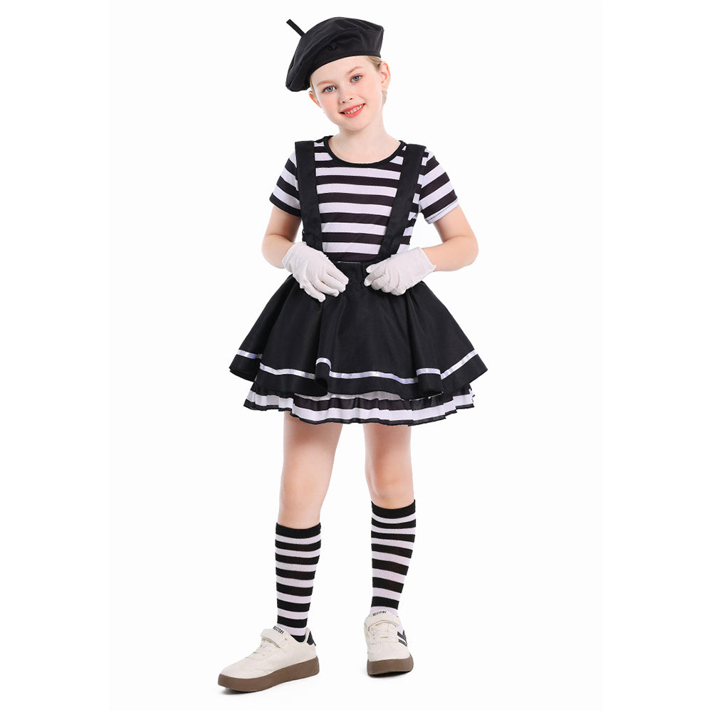 Kinder Mädchen Pantomime Kostüm Cosplay Kleidung Halloween Karneval Party Anzug