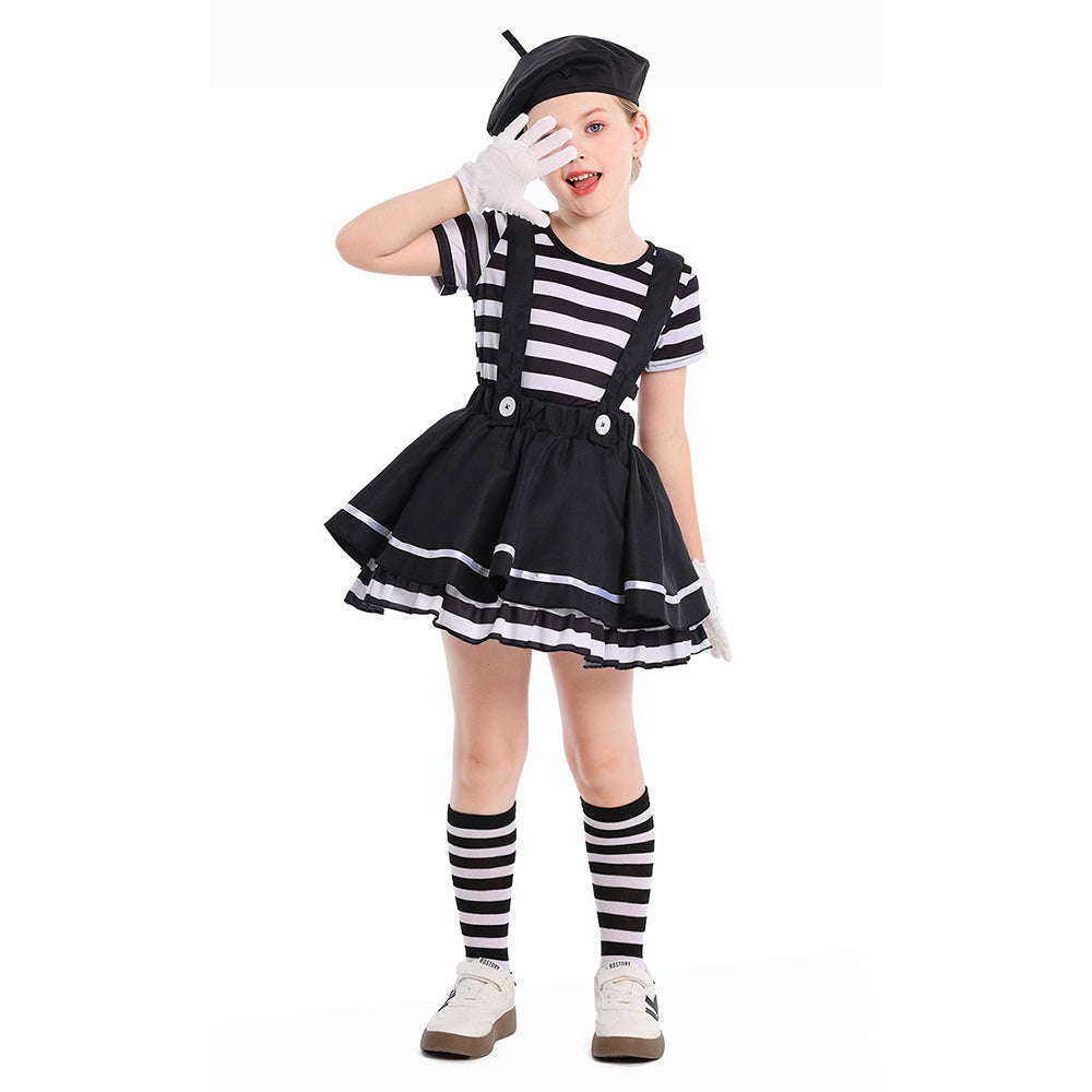 Kinder Mädchen Pantomime Kostüm Cosplay Kleidung Halloween Karneval Party Anzug