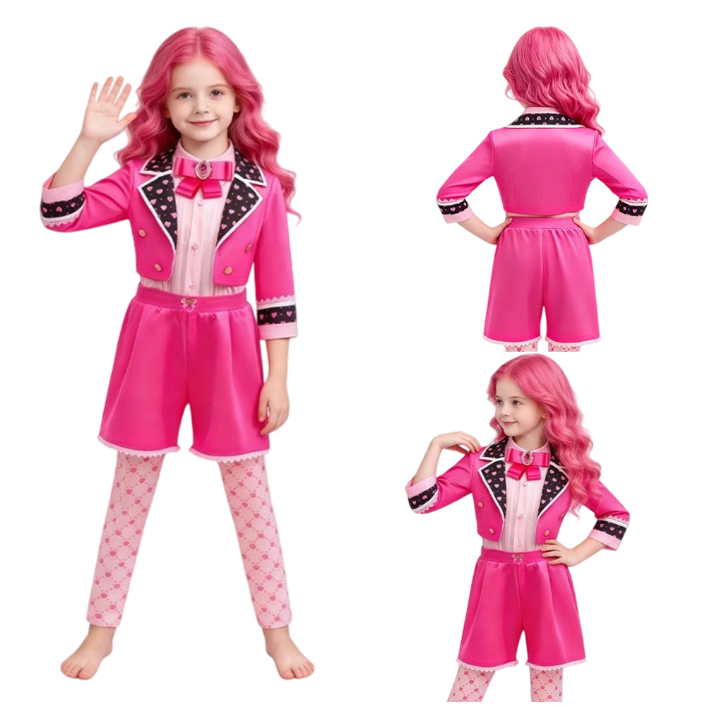 Kinder Mädchen Pink Kostüm Set Descendants 2026 Pink Cosplay Outfit