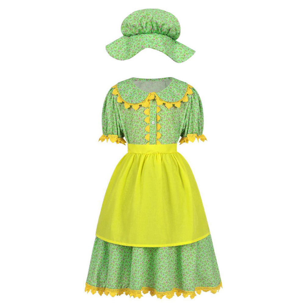 Kinder Mädchen Pionier Kolonial Floral Bürgerkrieg Kleid Cosplay Kostüm Halloween Karneval Party Anzug