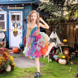 Kinder Mädchen Regenbogen tutu Kleid Prinzessin Cosplay Kostüm Outfits Halloween Karneval Anzug