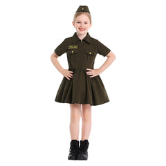 Kinder Mädchen Zweite Weltkrieg Cosplay Kostüm Halloween Karneval Party Anzug Polizisten und Soldaten