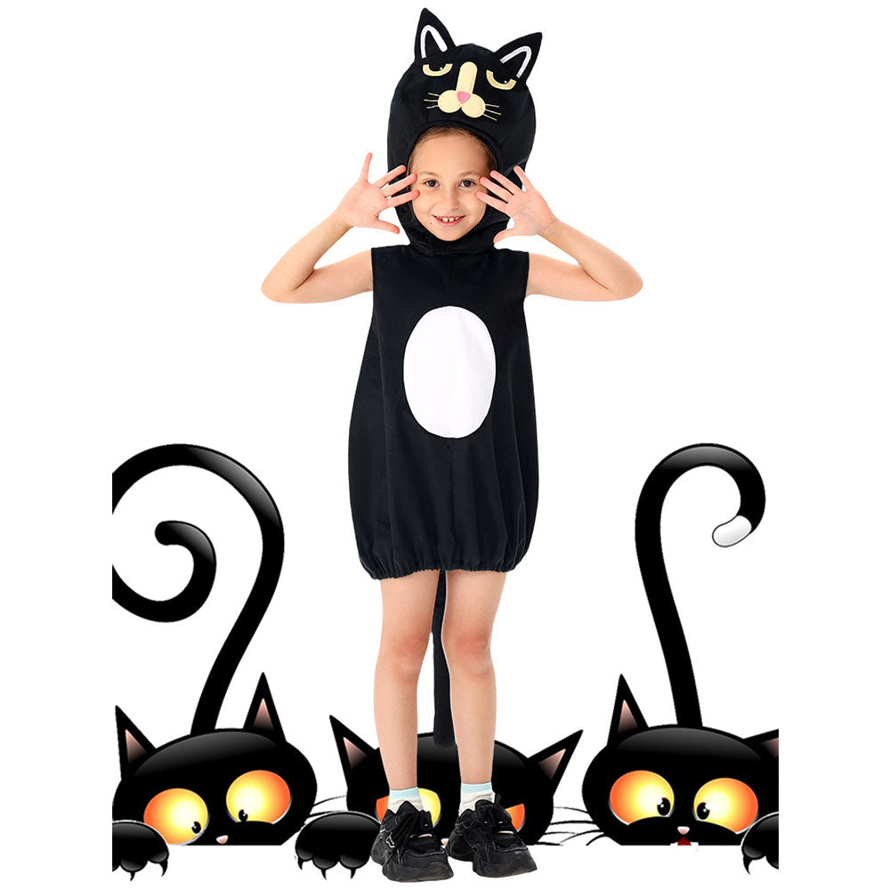 Kinder Schwarze Katze Cosplay Kostüm Halloween Karneval Party Anzug