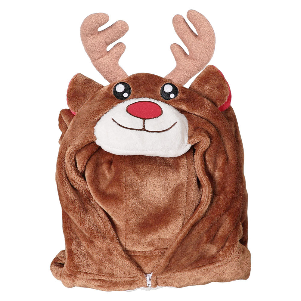 Kinder Tier Einteiliger Renntier Anzug Hirsch Weihnachten Halloween Kostüm Karnevalskostüm Braunes Hirschkostüm