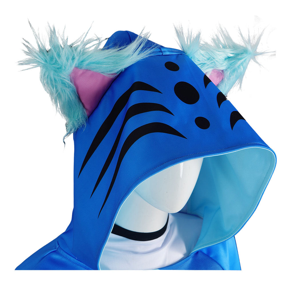 Kpop Demon Hunters Cosplay Kapuzenpulli 3D Druck mit Kapuze Casual Sweatshirt Shrug Katze Blue Derpy Tiger