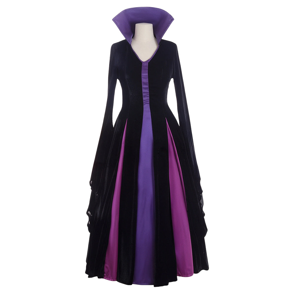 Maleficent Damen schwarz lila Kostüm Halloween Karneval Cosplay Outfit