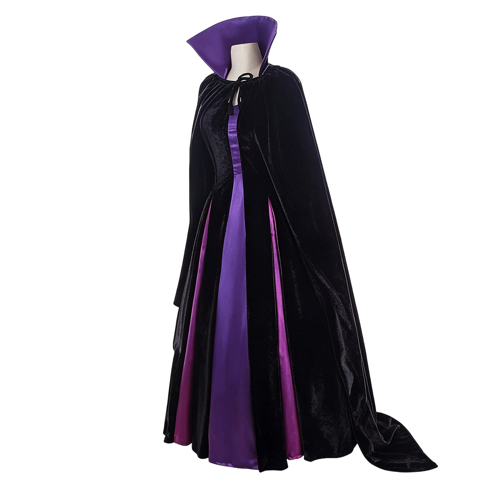 Maleficent Damen schwarz lila Kostüm Halloween Karneval Cosplay Outfit