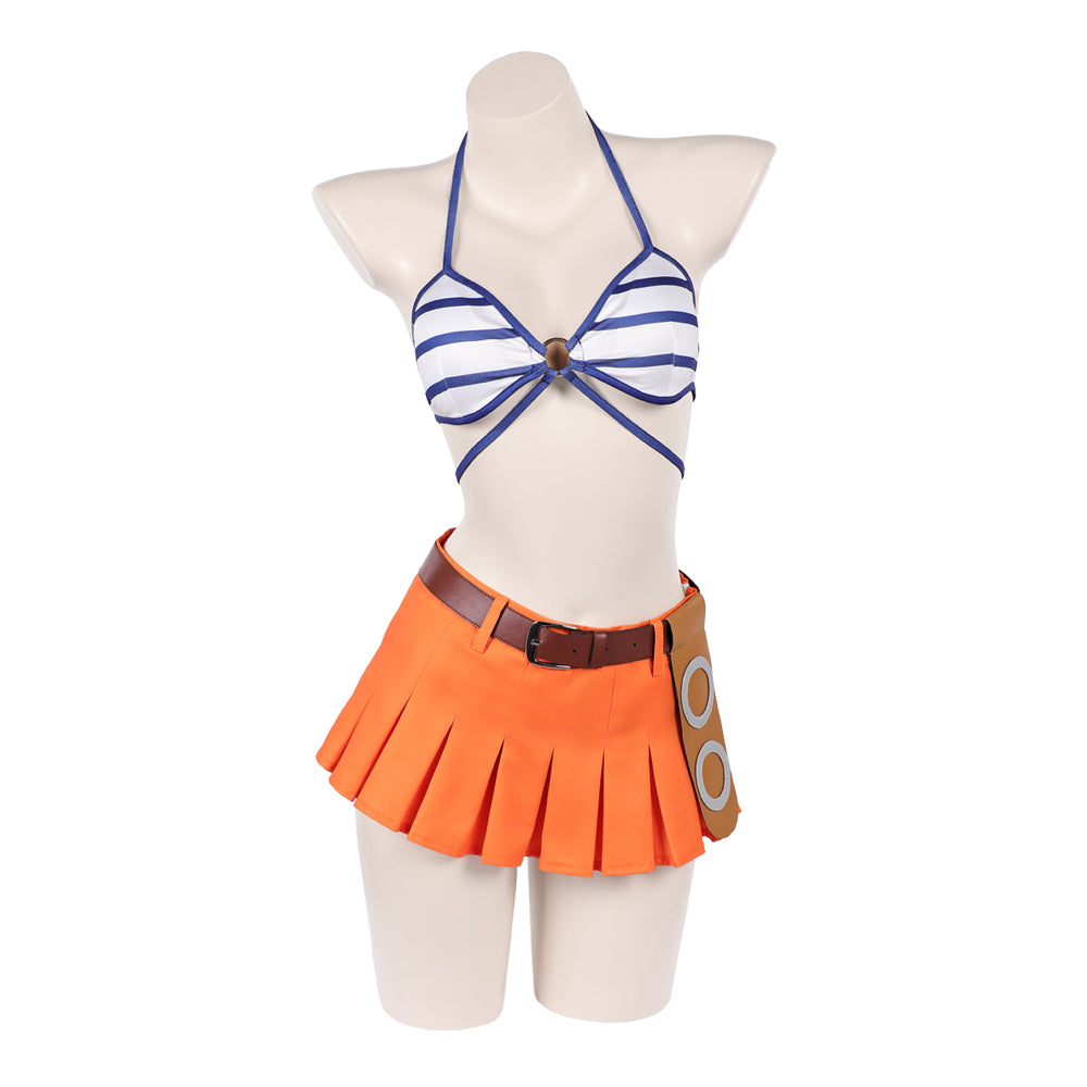 One Piece Damen Badeanzug Nami Cosplay Kostüm Halloween Karneval und Partys