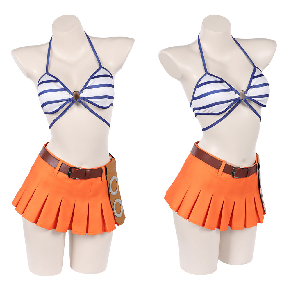 One Piece Damen Badeanzug Nami Cosplay Kostüm Halloween Karneval und Partys