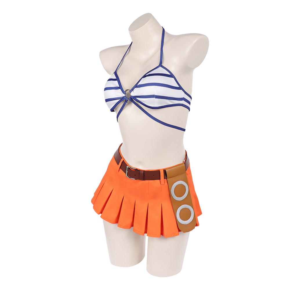 One Piece Damen Badeanzug Nami Cosplay Kostüm Halloween Karneval und Partys