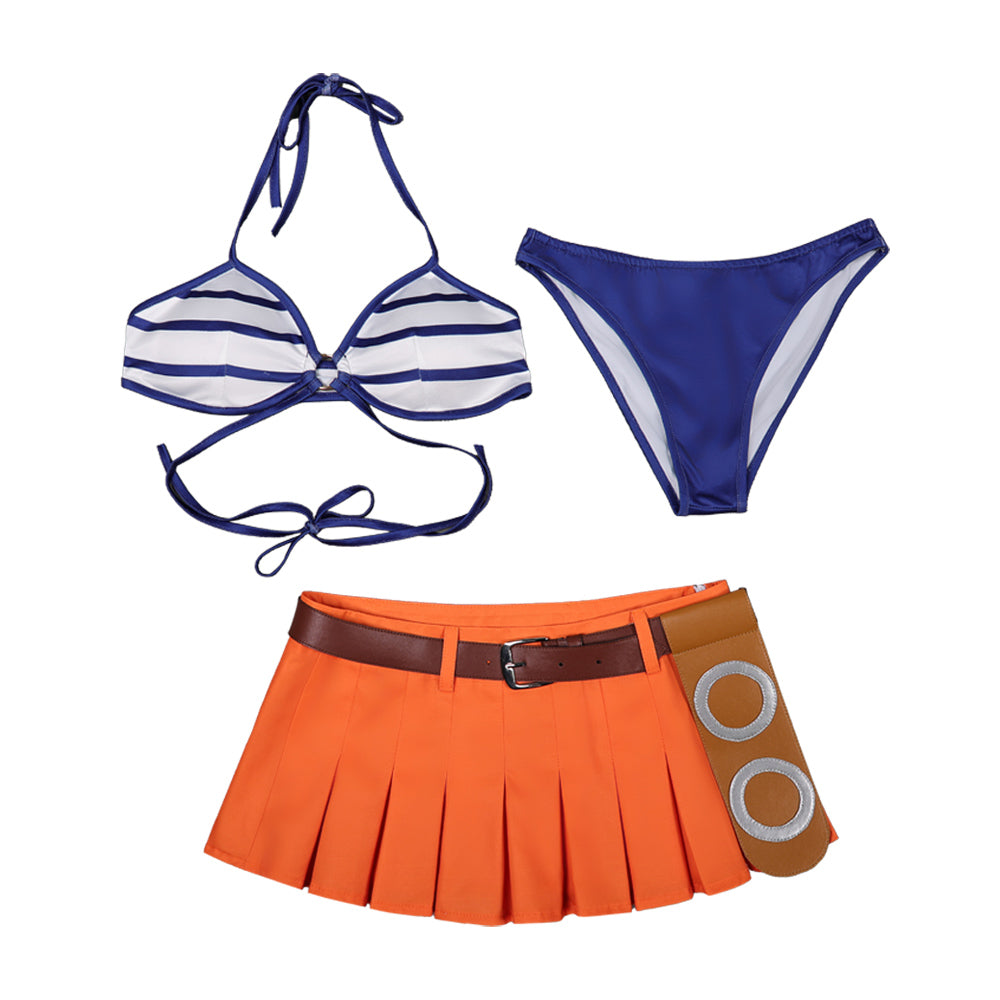 One Piece Damen Badeanzug Nami Cosplay Kostüm Halloween Karneval und Partys