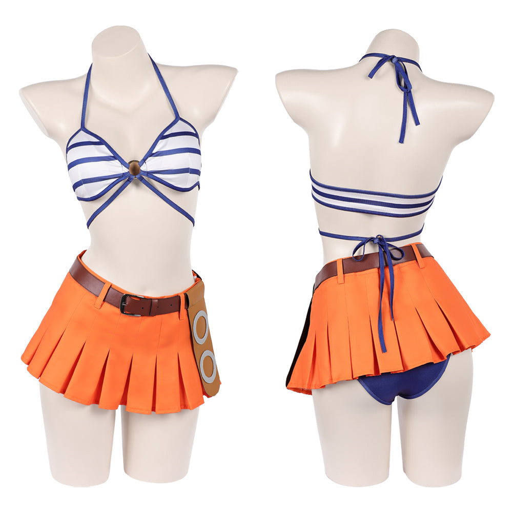 One Piece Damen Badeanzug Nami Cosplay Kostüm Halloween Karneval und Partys