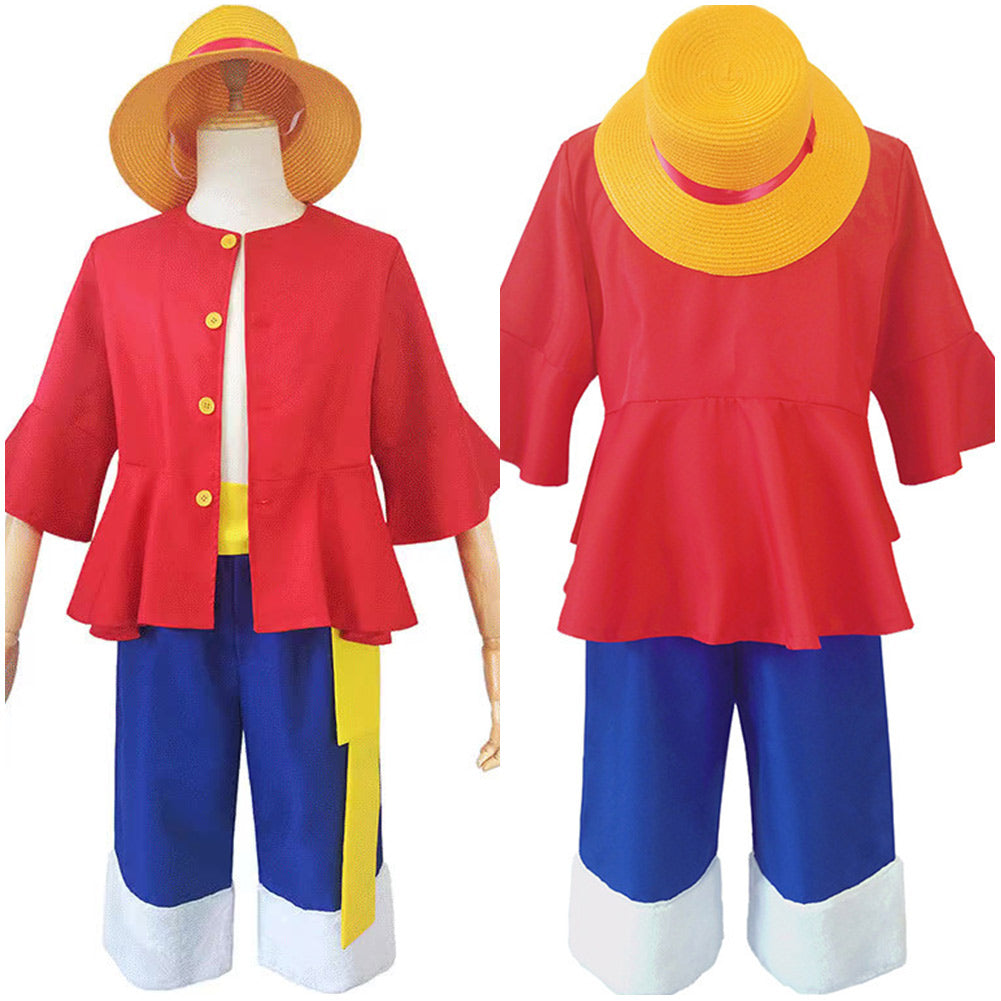 One Piece Kinder Luffy-Cosplay-Kostüm Halloween Karneval  Partys