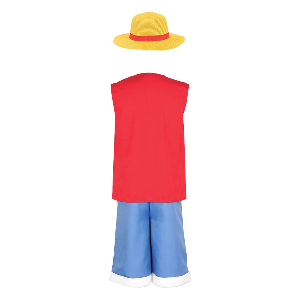One piece Kinder Luffy Cosplay Kostüm mit Mantel und Hose für Halloween Karneval und Partys