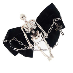 Punk Gothic Totenkopf Skelett Schleife Haarspange Halloween Karneval Kostüm Zubehör
