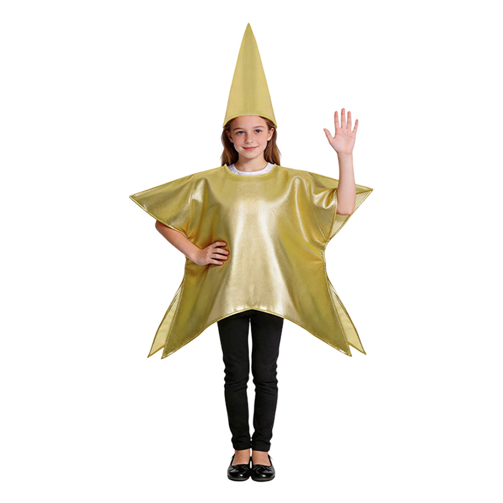Schaum Kostüm 3–8 Jahre Goldener Fünfzackiger Sternanzug für Jungen & Mädchen Bühnenkostüm, Karneval, Festival Xmas Kinderstar