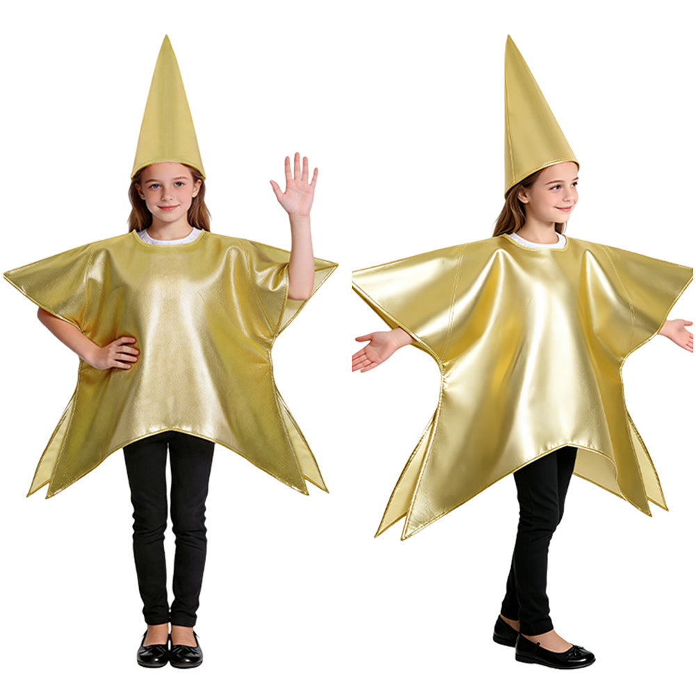 Schaum Kostüm 3–8 Jahre Goldener Fünfzackiger Sternanzug für Jungen & Mädchen Bühnenkostüm, Karneval, Festival Xmas Kinderstar
