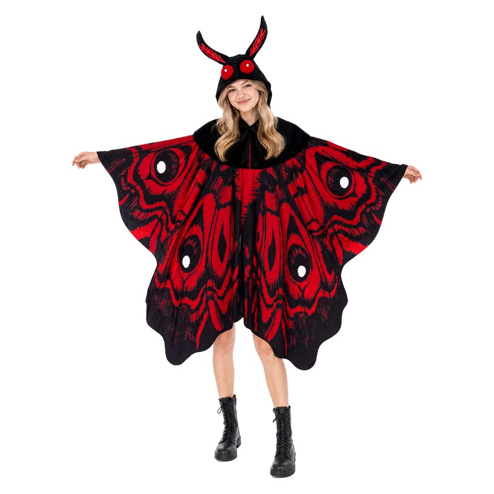 Schmetterlinge Robe Damen rot Umhang mit Kapuze Halloween Karenval Mottoparty Cosplay