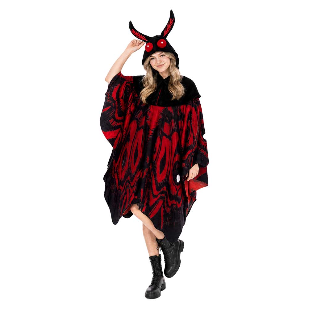 Schmetterlinge Robe Damen rot Umhang mit Kapuze Halloween Karenval Mottoparty Cosplay