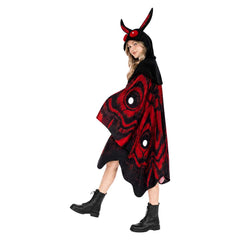 Schmetterlinge Robe Damen rot Umhang mit Kapuze Halloween Karenval Mottoparty Cosplay