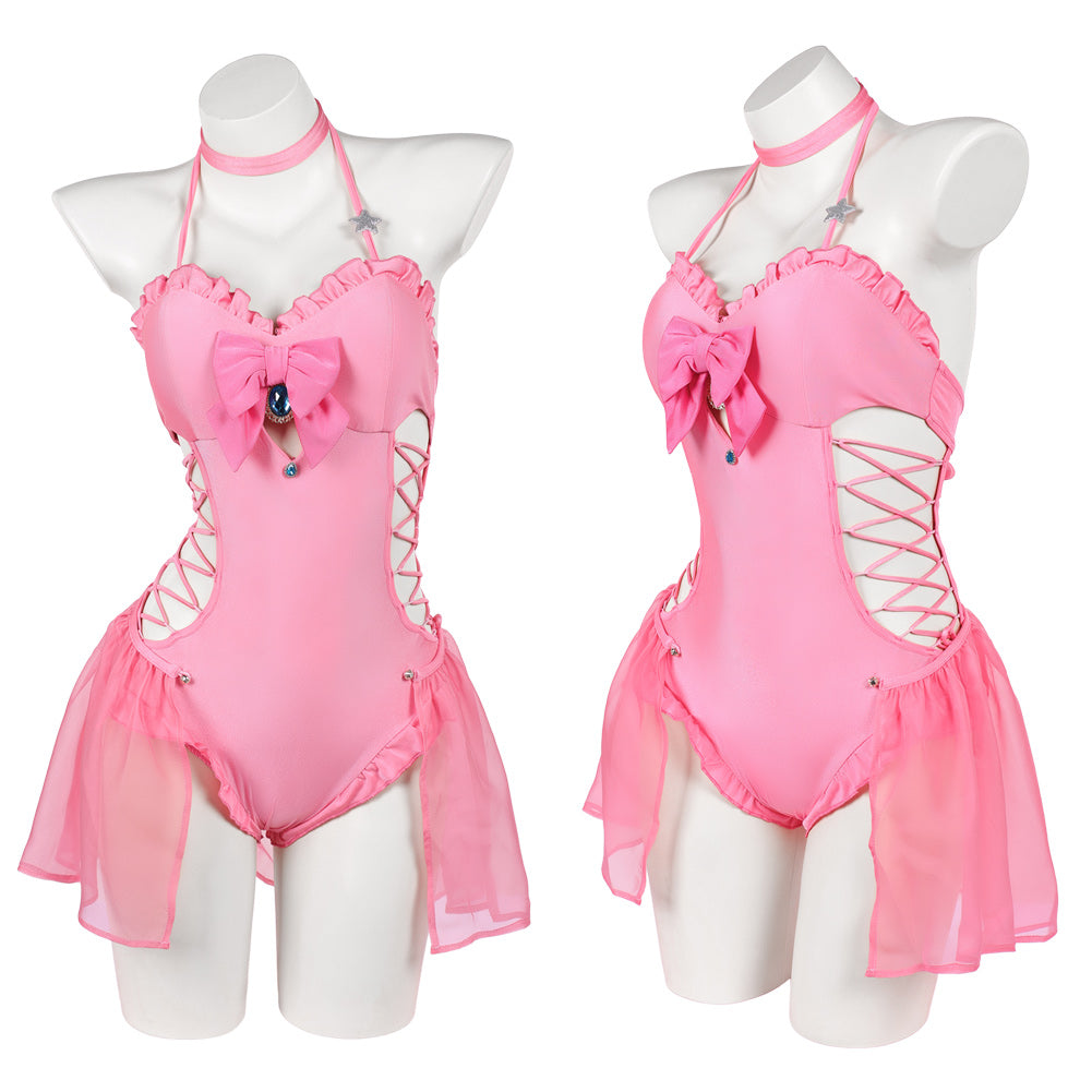 Super Mario Damen Badeanzug Cosplay-Kostüm für Halloween, Karneval oder Partys Prinzessin Peach
