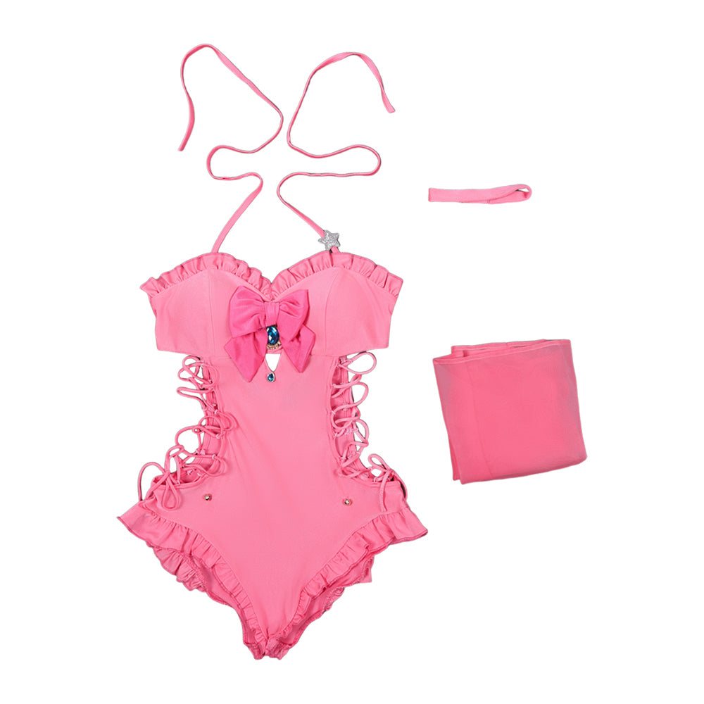 Super Mario Damen Badeanzug Cosplay-Kostüm für Halloween, Karneval oder Partys Prinzessin Peach