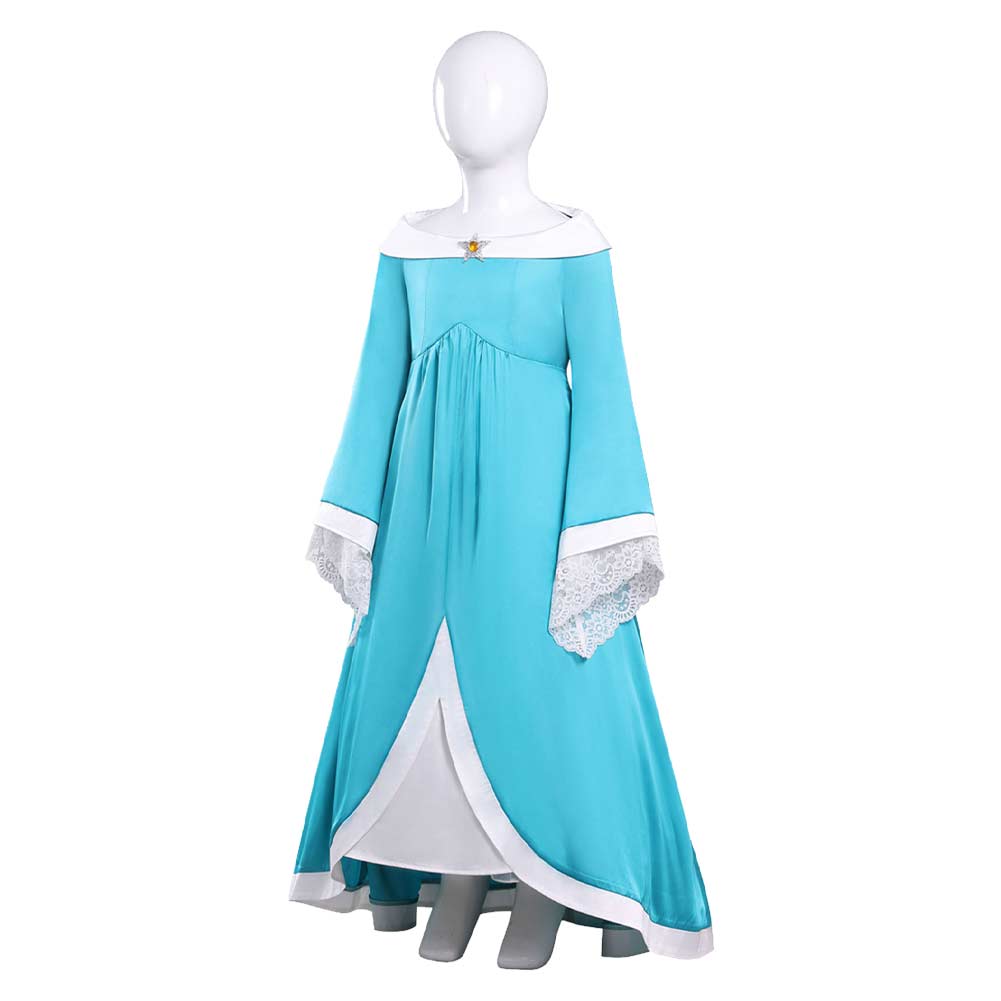 Super Mario Kinder Mädchen Blau Kleid Rosalina-Cosplay-Kostüm für Halloween, Karneval und Partys