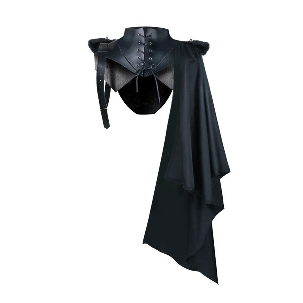 unisex Erwachsene Mittelalterlicher Halloween Stehkragen gebundener Schal Umhang mit Hut