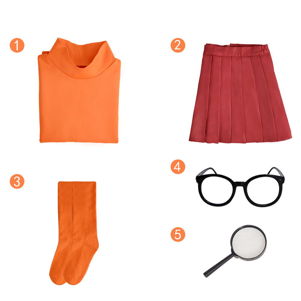 Velma Kinder Mädchen Cosplay Kostüm Outfits Halloween Karneval Anzug