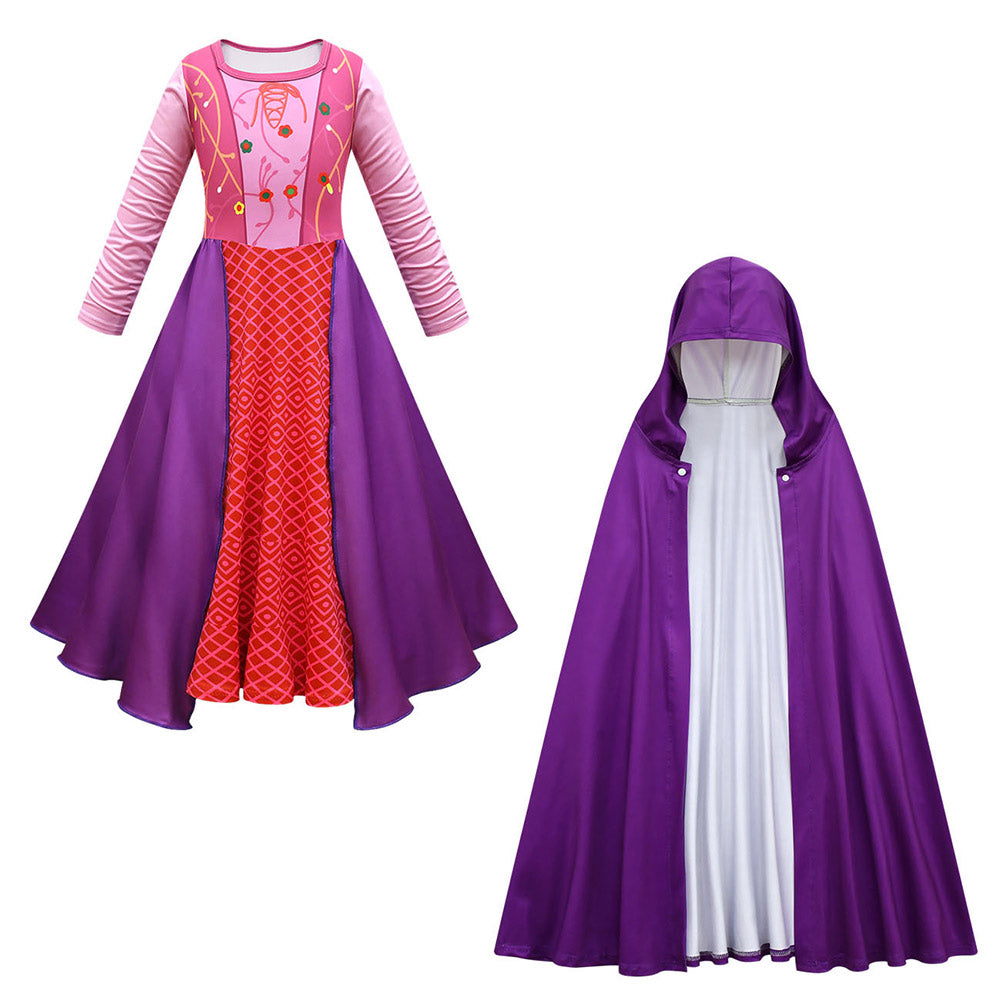 Mädchen Hocus Pocus Sarah Sanderson Cosplay Kostüm Halloween Karneval Kleid
