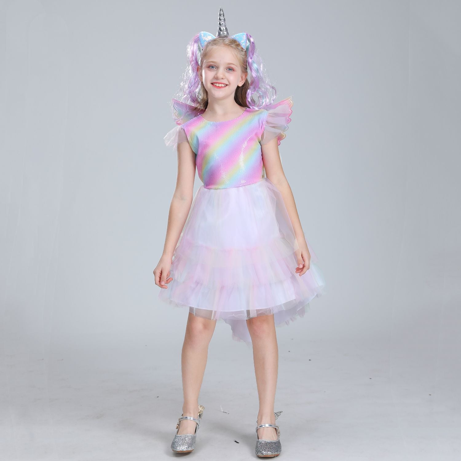Mädchen Halloween Einhorn Cosplay Kostüm für Kinder Tütukleid