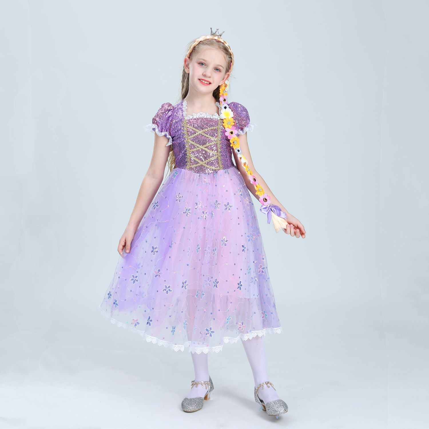Mädchen Halloween Rapunzel Cosplay Kostüm für Kinder Tütukleid